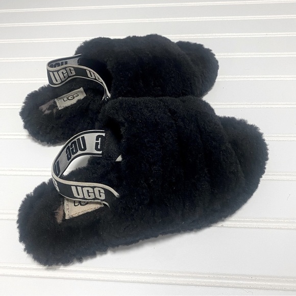 Ugg Fluff Yeah Slide Slippers - Size 3 Black - Picture 3 of 9